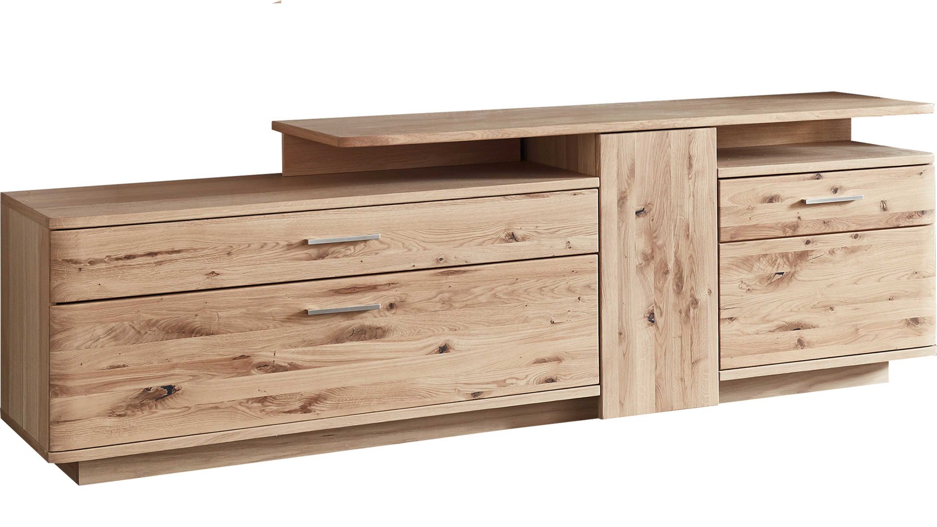 Lowboard Mca direkt aus Holz in Holzfarben Wohnprogramm Santori - Medien-Lowboard Eiche & Asteiche – drei Türen, zwei Fächer- Breite ca. 210 cm