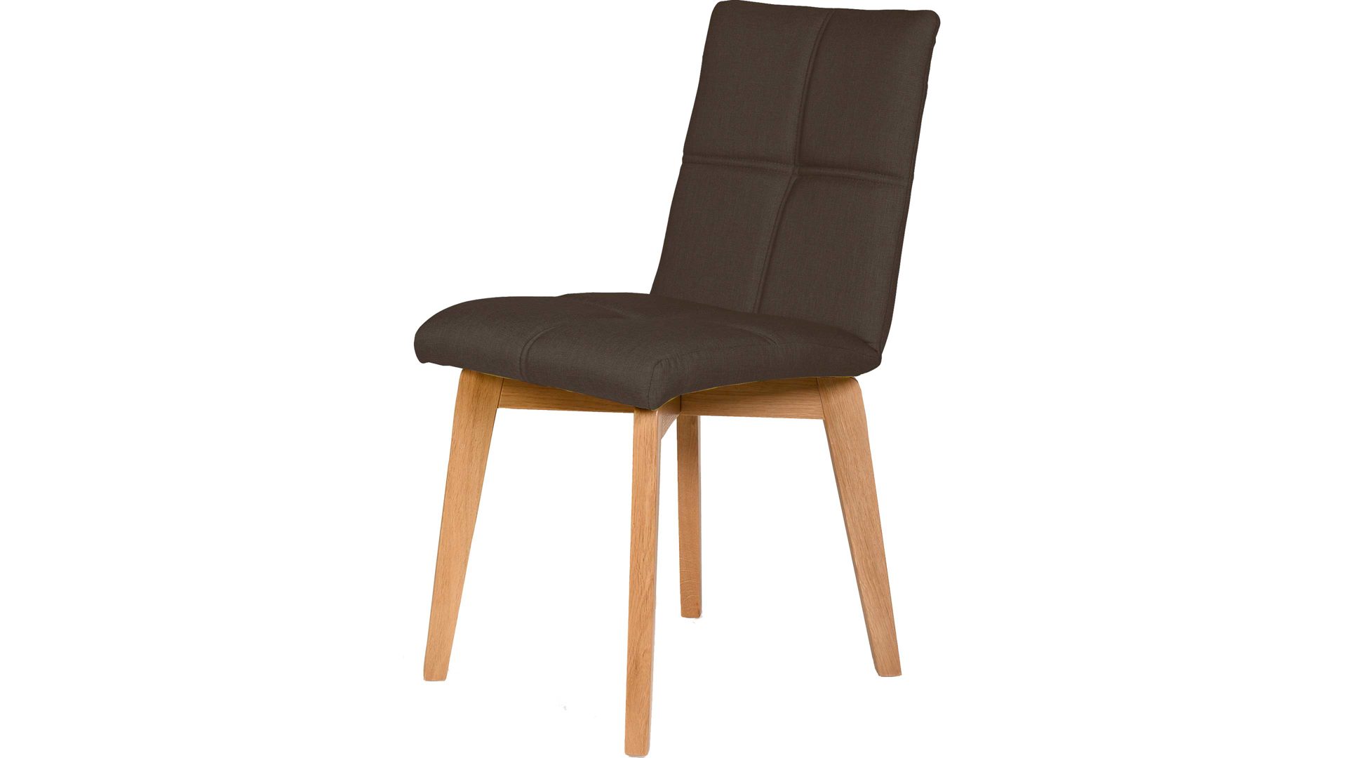 Polsterstuhl Standard furniture factory aus Stoff in Braun Polsterstuhl als bequemes Sitzmöbel braunes Flachgewebe Grand 4004, Schale 2 & naturfarbene Eichenfüße