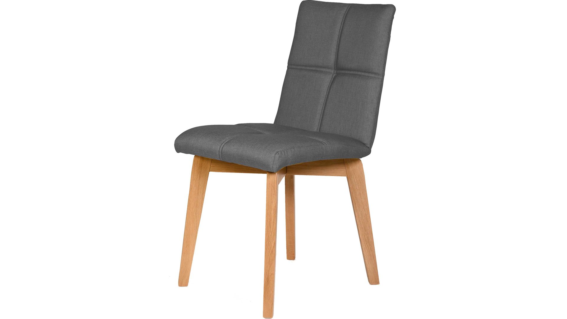Polsterstuhl Standard furniture factory aus Stoff in Grau Polsterstuhl als bequemes Sitzmöbel anthrazitfarbenes Flachgewebe Grand 7047, Schale 2 & naturfarbene Eichenfüße