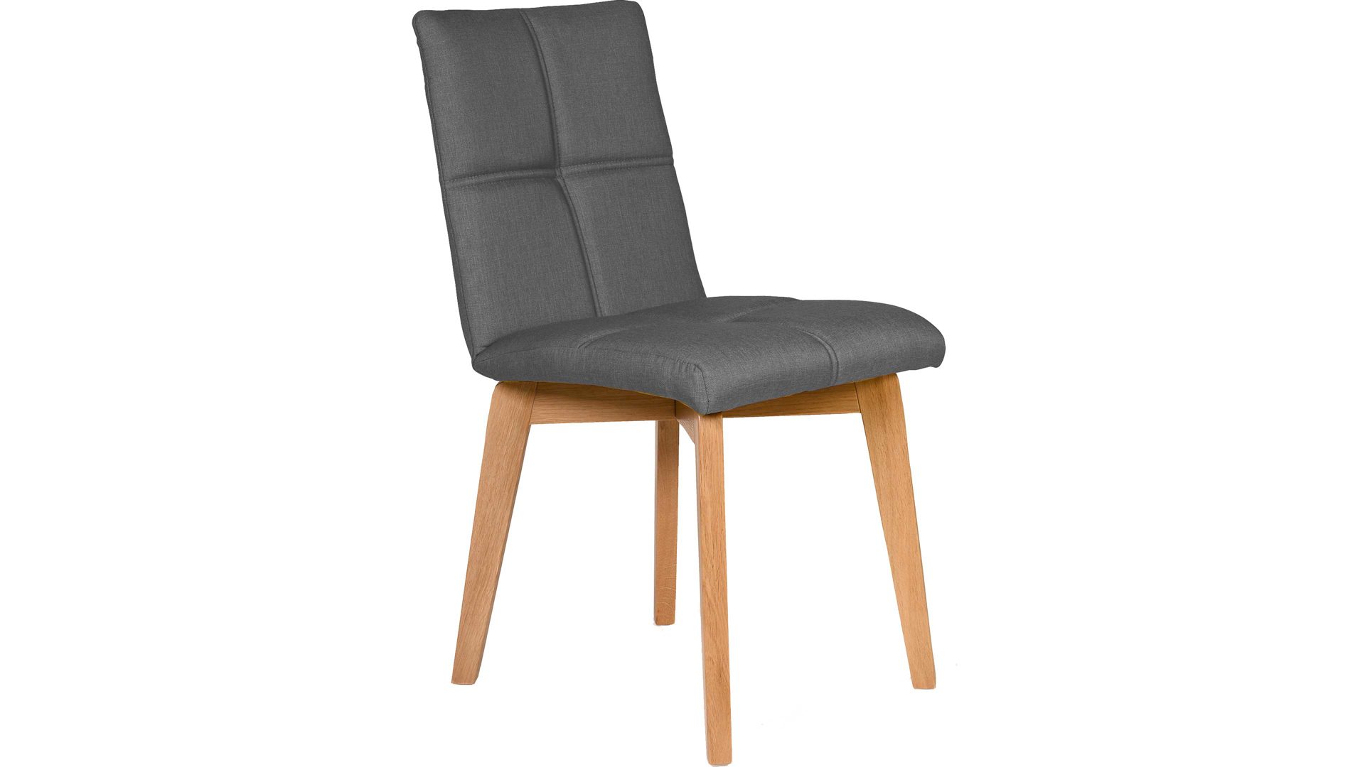Polsterstuhl Standard furniture factory aus Stoff in Grau Polsterstuhl als bequemes Sitzmöbel anthrazitfarbenes Flachgewebe Grand 7047, Schale 2 & naturfarbene Eichenfüße
