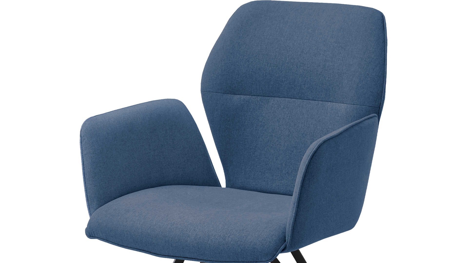 Vierfußstuhl Niehoff sitzmoebel aus Stoff in Blau NIEHOFF SITZMÖBEL Armlehnstuhl Merlot blauer Webstoff Venice 854 & schwarzes Eisen