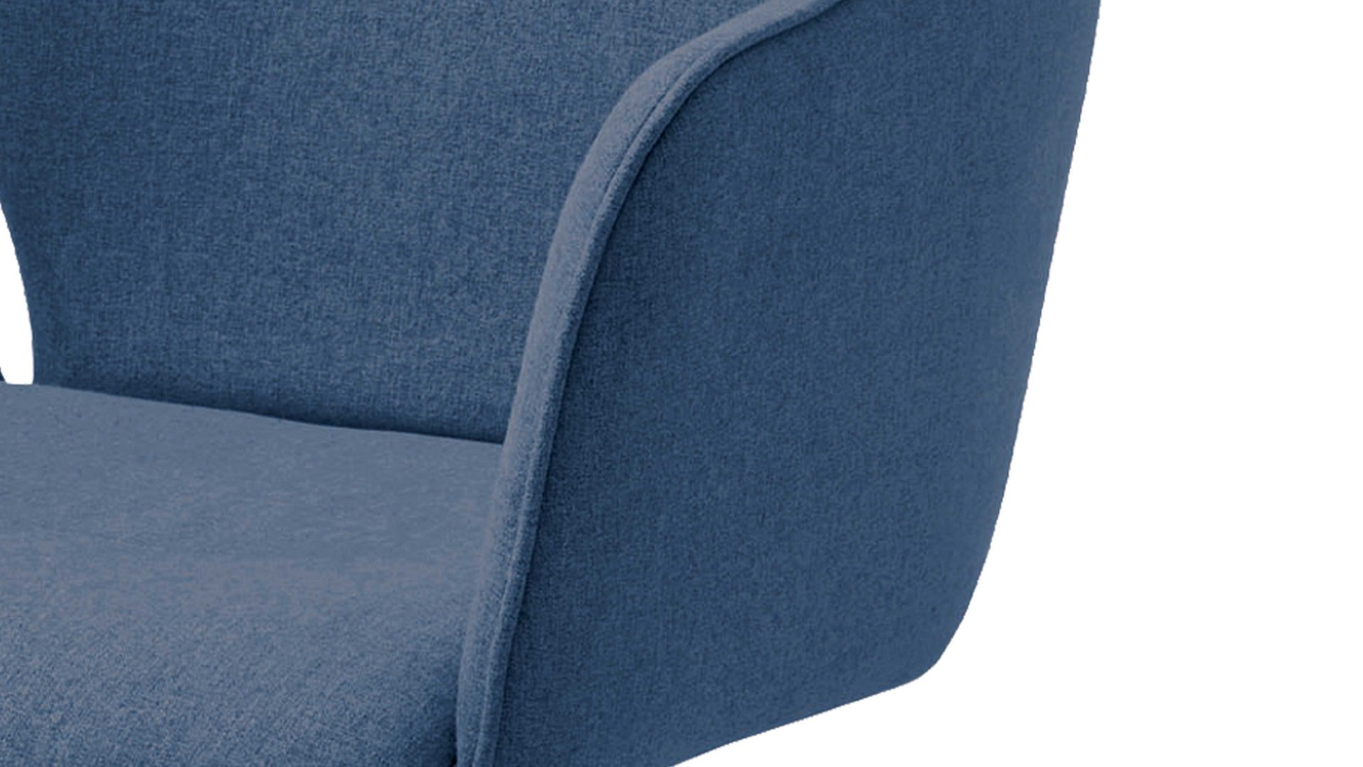 Vierfußstuhl Niehoff sitzmoebel aus Stoff in Blau NIEHOFF SITZMÖBEL Armlehnstuhl Merlot blauer Webstoff Venice 854 & schwarzes Eisen