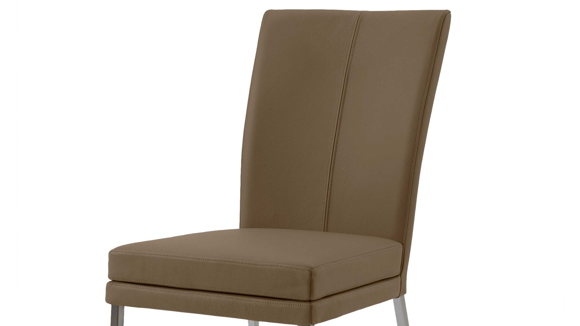 Polsterstuhl laVie aus Leder in Braun laVie Stuhl Color-Line mit Lederbezug als Sitzmöbel steinfarbenes Leder Napoli 989 & gebürsteter Edelstahl