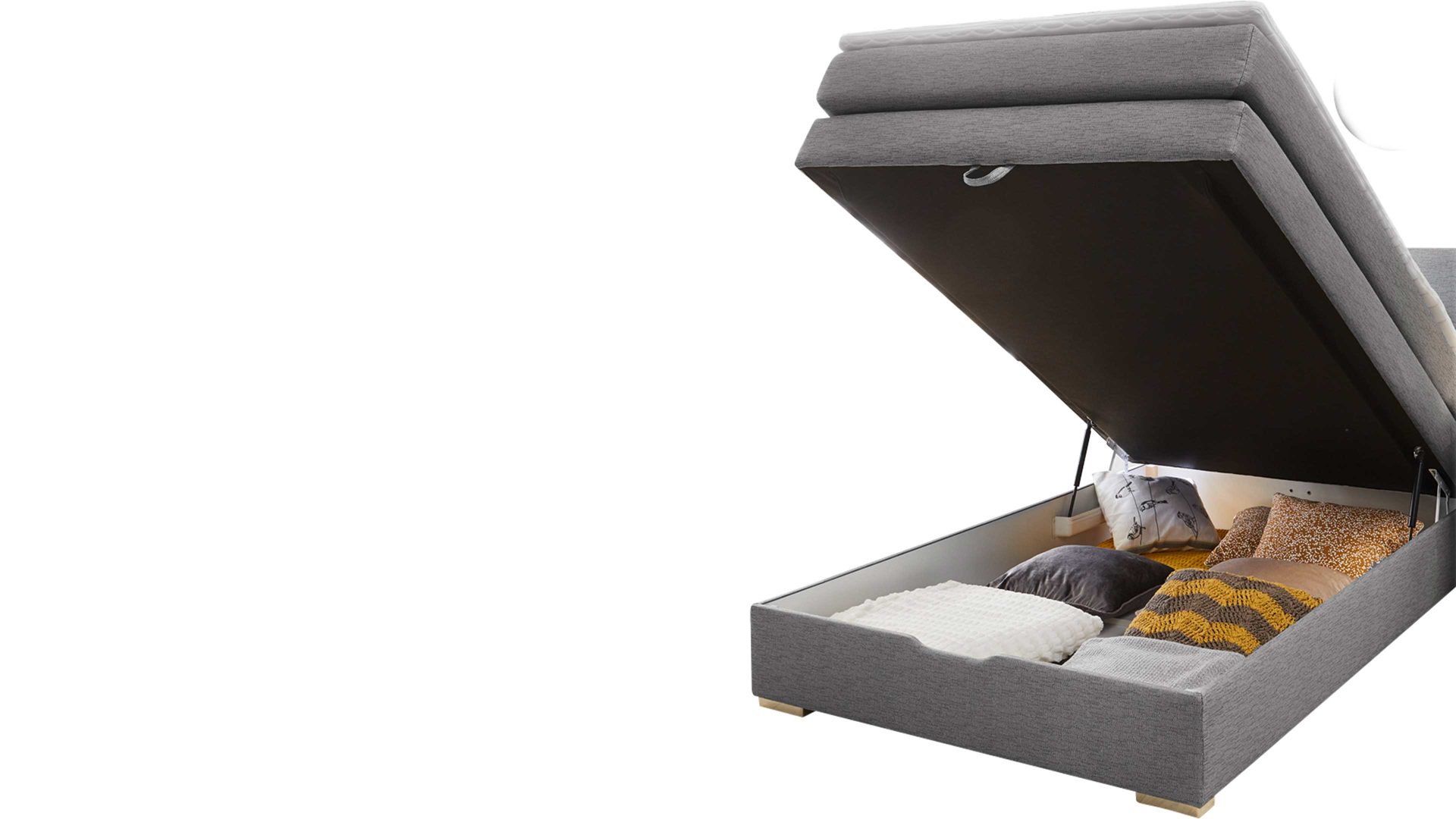 Boxspringbett Jockenhöfer aus Stoff in Grau Boxspringbett Eve graues Flachgewebe 142.09 – Liegefläche ca. 120 x 200 cm