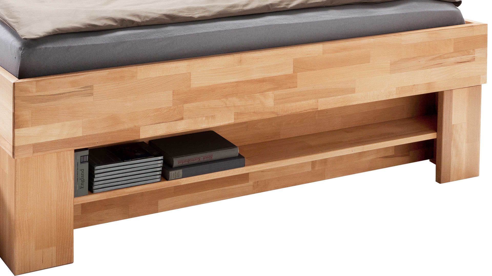 Funktionsbett Elfo-möbel aus Holz in Holzfarben Bettgestell Sofie als Massivholzmöbel mit Wohlfühlkomfort natur geöltes Kernbuchenholz - Liegefläche ca. 140 x 200 cm