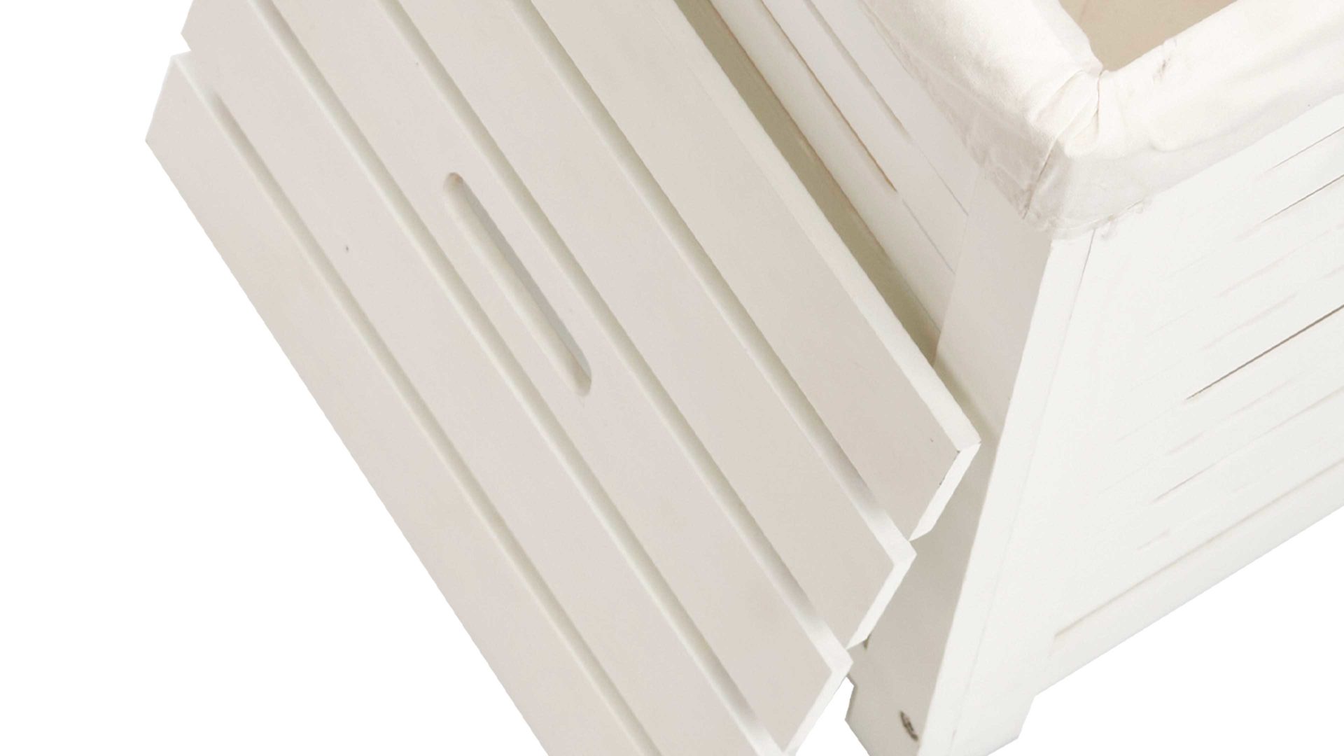 Wäschekorb Zeller present aus MDF in Weiß Wäschetruhe  weiß lackiertes MDF & Wäschesack - ca. 35 x 55 cm