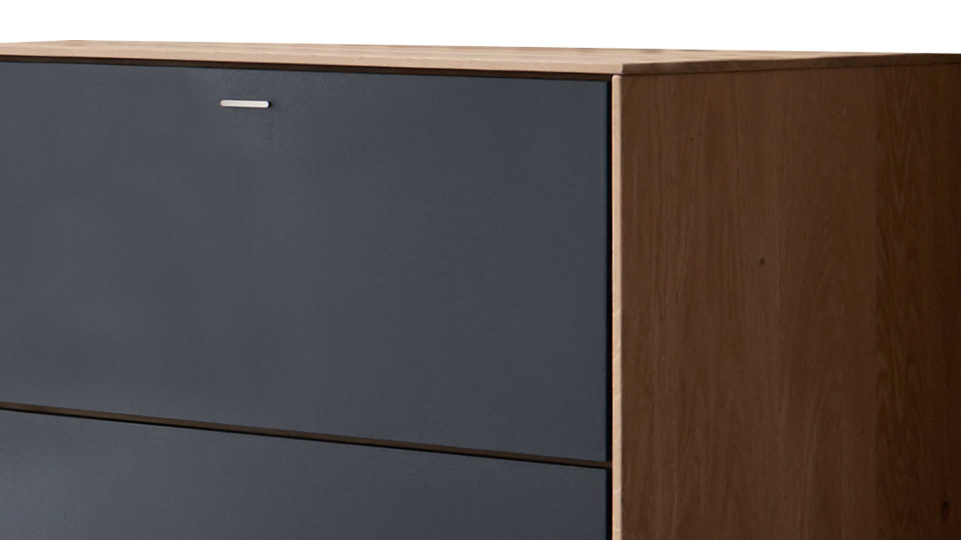 Kombikommode Hartmann aus Holz in Anthrazit hartmann Garderobenprogramm Runa - Kommode anthrazitfarbenes Metall & Kerneiche - eine Schublade, eine Tür rechts