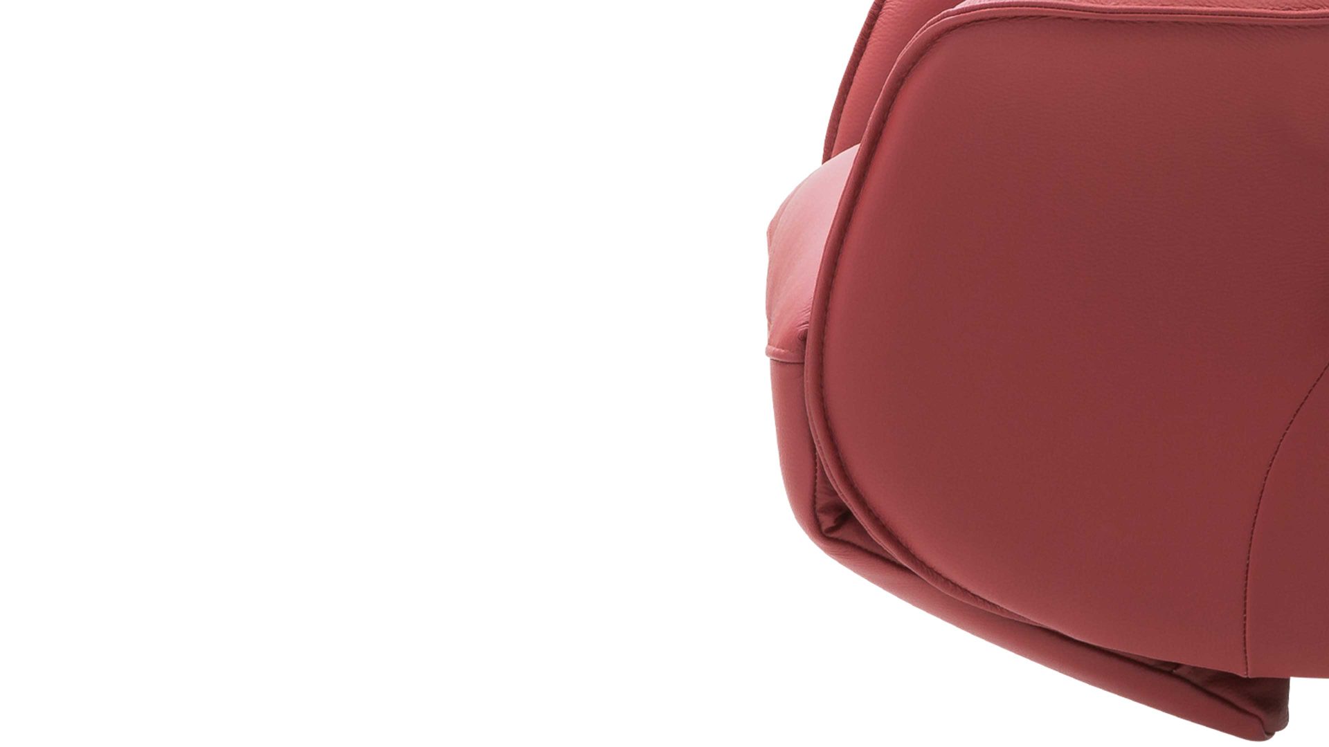 Relaxsessel Hjort knudsen aus Leder in Rot Relaxsessel bzw. Drehsessel - Polstermöbel rotes Leder Soleda Split 444 & Edelstahl-Sternfuß