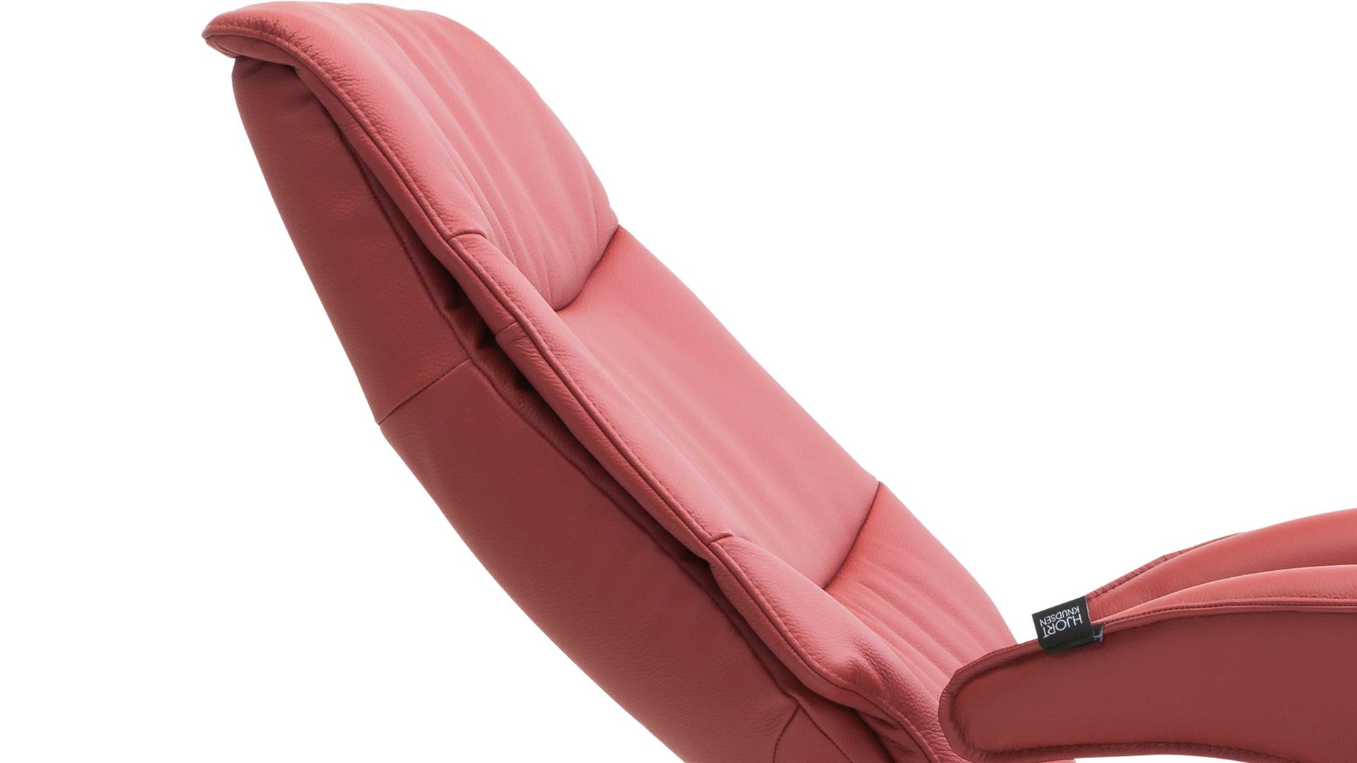 Relaxsessel Hjort knudsen aus Leder in Rot Relaxsessel bzw. Drehsessel - Polstermöbel rotes Leder Soleda Split 444 & Edelstahl-Sternfuß