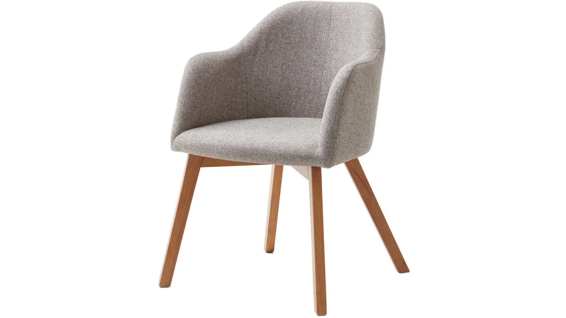 Polsterstuhl Standard furniture factory aus Stoff in Beige Armlehnstuhl Charly schlammfarbener Webstoff Nexus 9013 & Eichenholzfüße