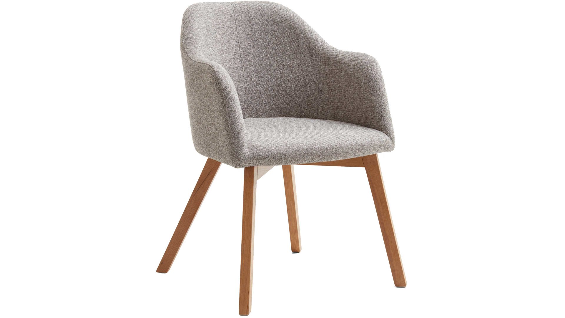 Polsterstuhl Standard furniture factory aus Stoff in Beige Armlehnstuhl Charly schlammfarbener Webstoff Nexus 9013 & Eichenholzfüße