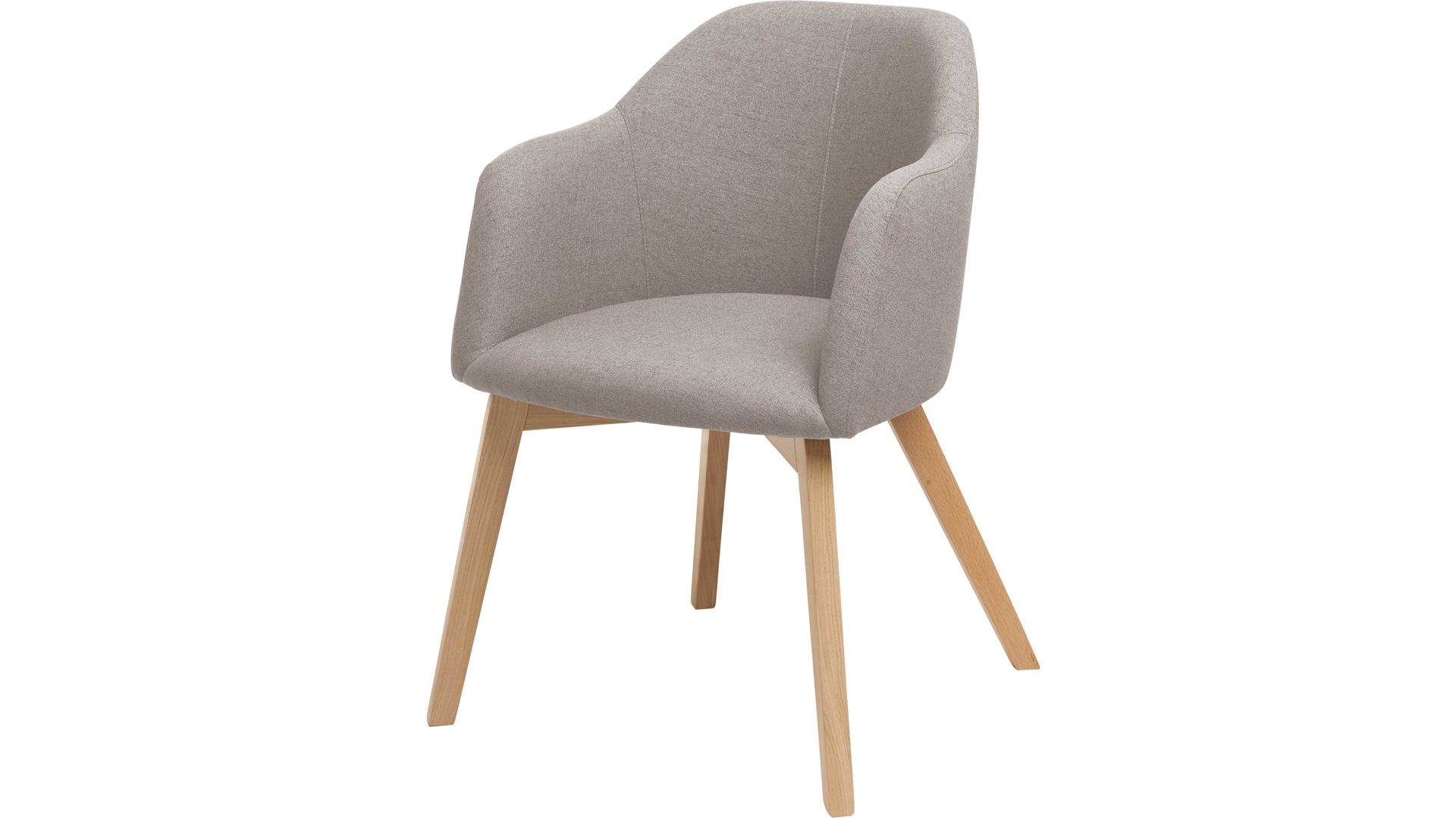 Polsterstuhl Standard furniture factory aus Stoff in Braun Armlehnstuhl Charly taupefarbener Webstoff Nexus 9011 & Eichenholzfüße