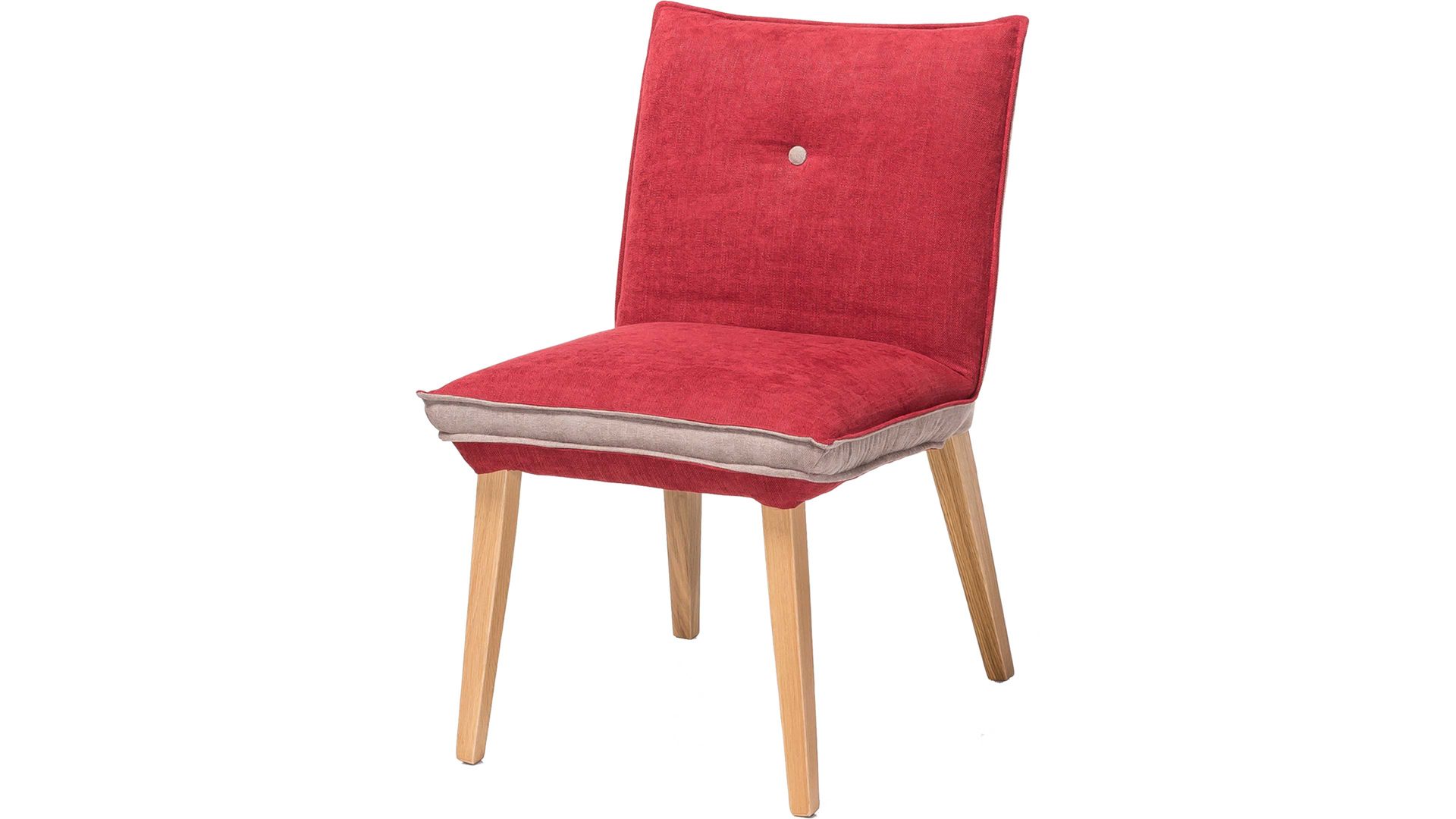 Polsterstuhl Standard furniture factory aus Stoff in Rot Polsterstuhl bzw. Sitzmöbel Genua Rot & Camel, Bezug Kombi Rosso & Eichenholzfüße