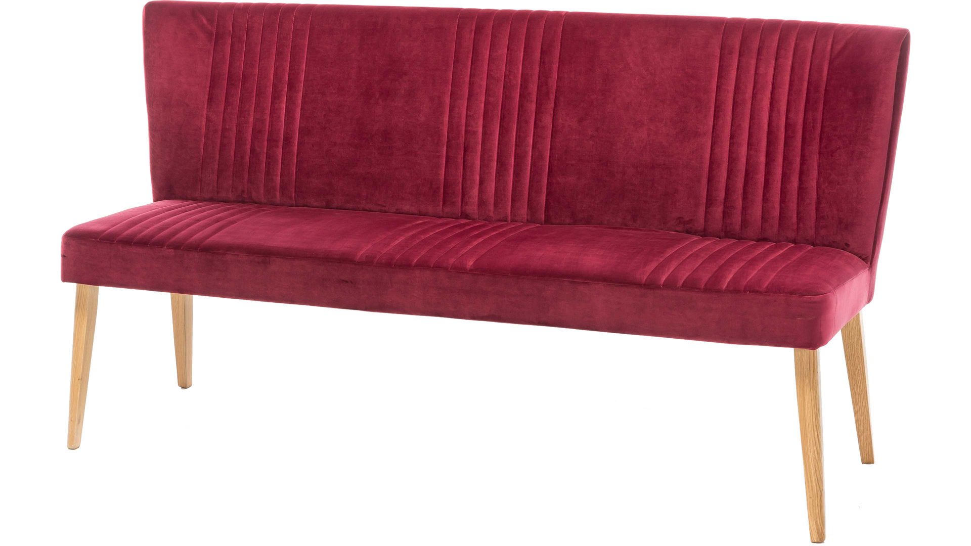Polsterbank Standard furniture factory aus Stoff in Rot Polsterbank bzw. Sitzbank Jaca chiantifarbener Bezug Brussels 36 & Eiche – Länge ca. 162 cm
