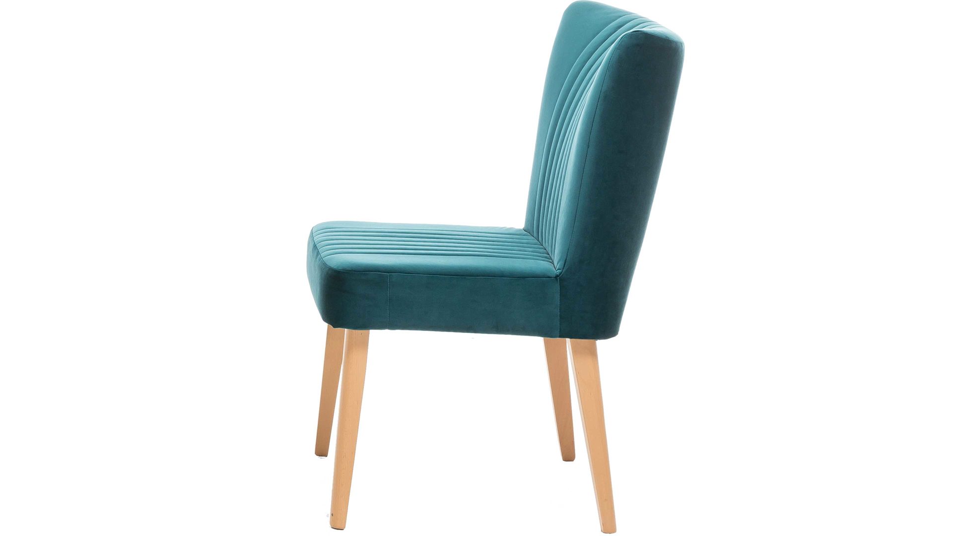 Polsterstuhl Standard furniture factory aus Stoff in Petrol Polsterstuhl bzw. Sitzmöbel Jan petrolfarbener Velours Brussels 707 & Eiche
