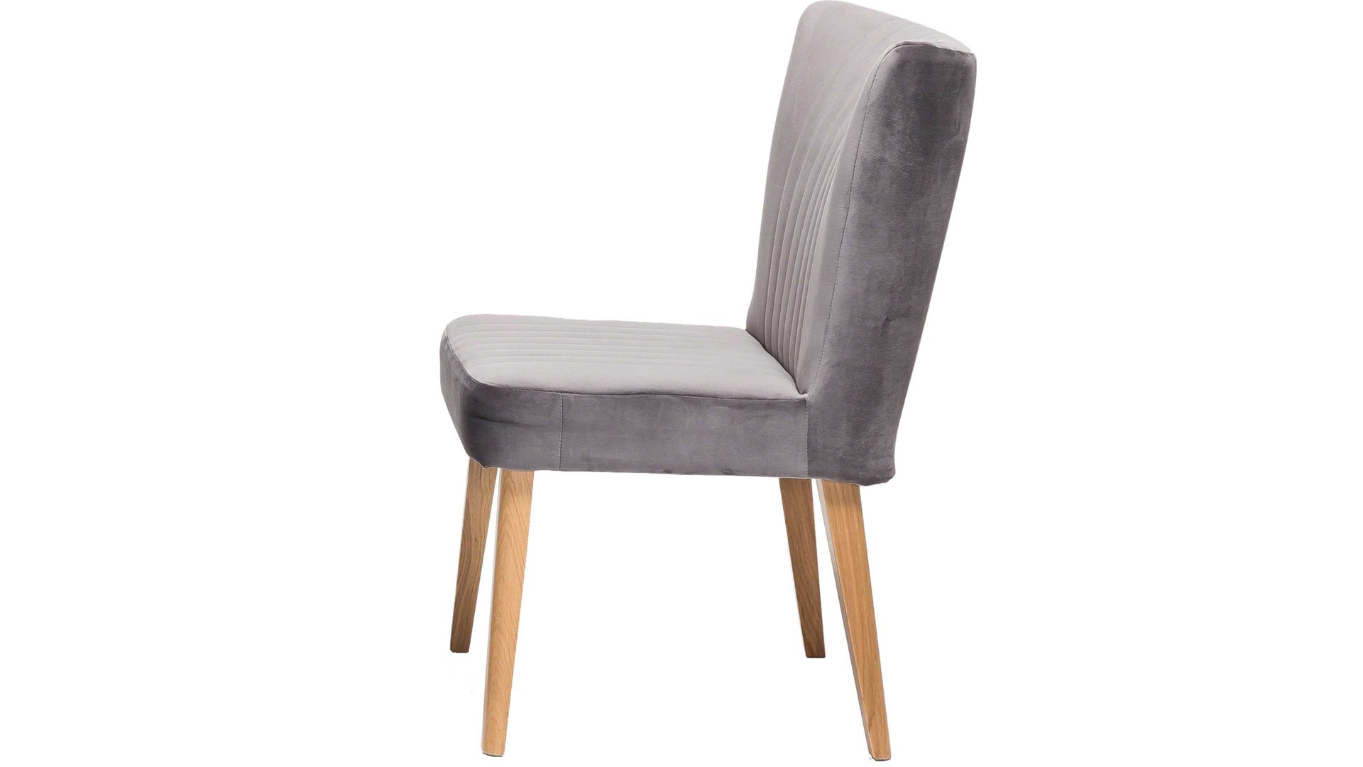 Polsterstuhl Standard furniture factory aus Stoff in Grau Polsterstuhl Jan als Esszimmermöbel einsetzbar grauer Velours Brussels 45 & Eiche