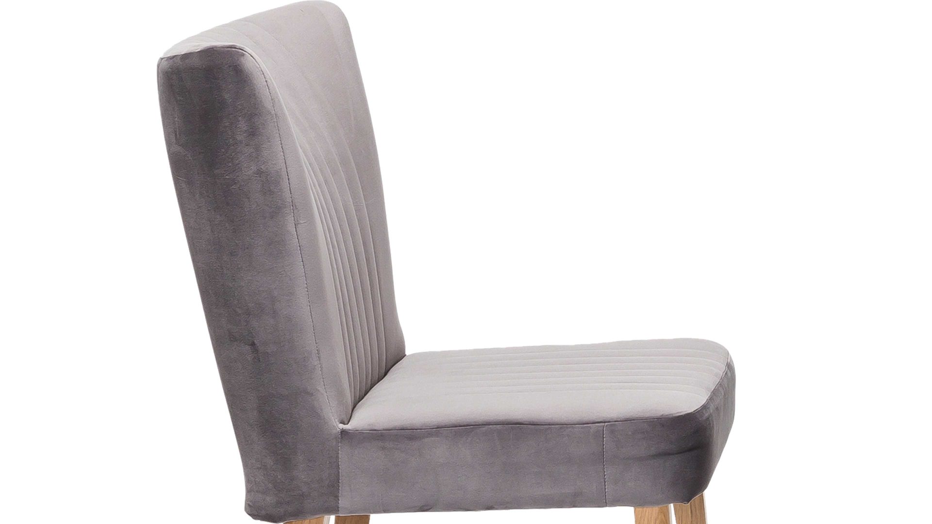 Polsterstuhl Standard furniture factory aus Stoff in Grau Polsterstuhl Jan als Esszimmermöbel einsetzbar grauer Velours Brussels 45 & Eiche