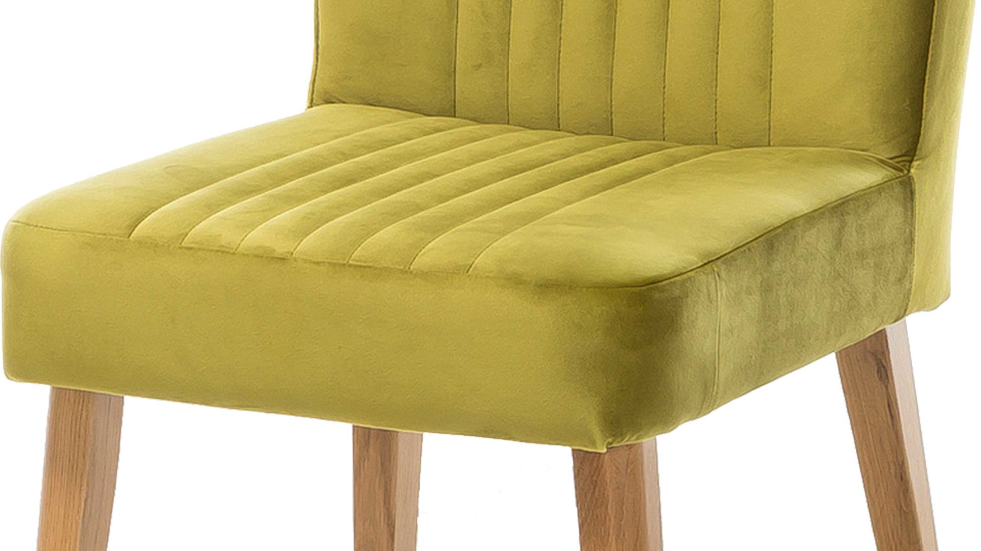 Polsterstuhl Standard furniture factory aus Stoff in Hellgrün Polsterstuhl - Sitzmöbel Jan olivgrüner Velours Brussels 429 & Eiche