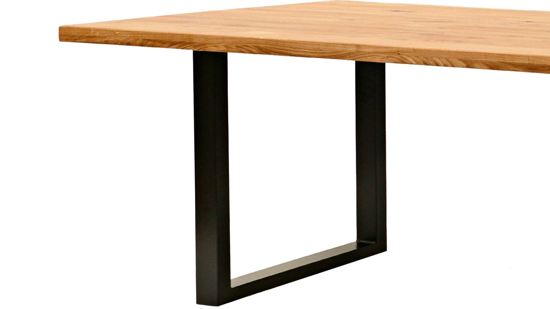 Esstisch Standard furniture factory aus Holz in Holzfarben Esstisch Quebec Eiche rustik & mattschwarzes Metall – ca. 200 x 100 cm