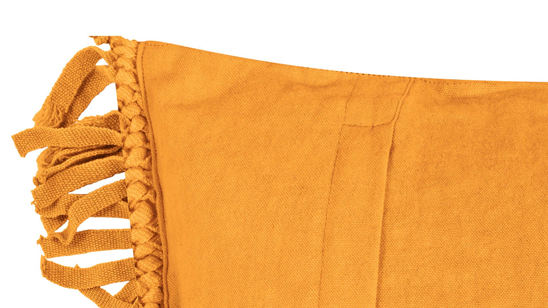 Kissenbezug /-hülle Magma sitting point aus Naturfaser in Gelb MAGMA Kissenhülle Fringe senffarbene Baumwolle - ca. 45 x 45 cm