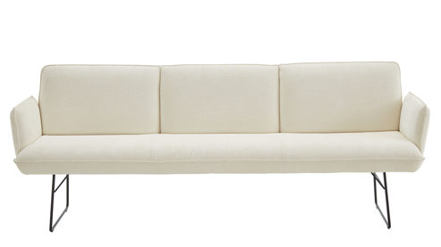 Polsterbank K+w polstermöbel aus Stoff in Weiß Esszimmerserie Base - Polsterbank weißer Bezug 940-30 & schwarzes Drahtgestell - Breite ca. 232 cm