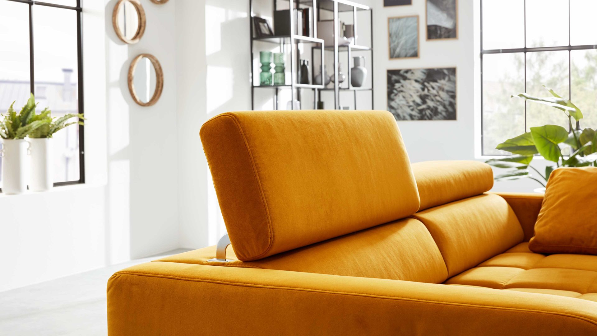 2,5-Sitzer Interliving aus Stoff in Orange Interliving Sofa Serie 4303 – 2,5-Sitzer curryfarbene Wirkware Salsa - Länge ca. 182 cm