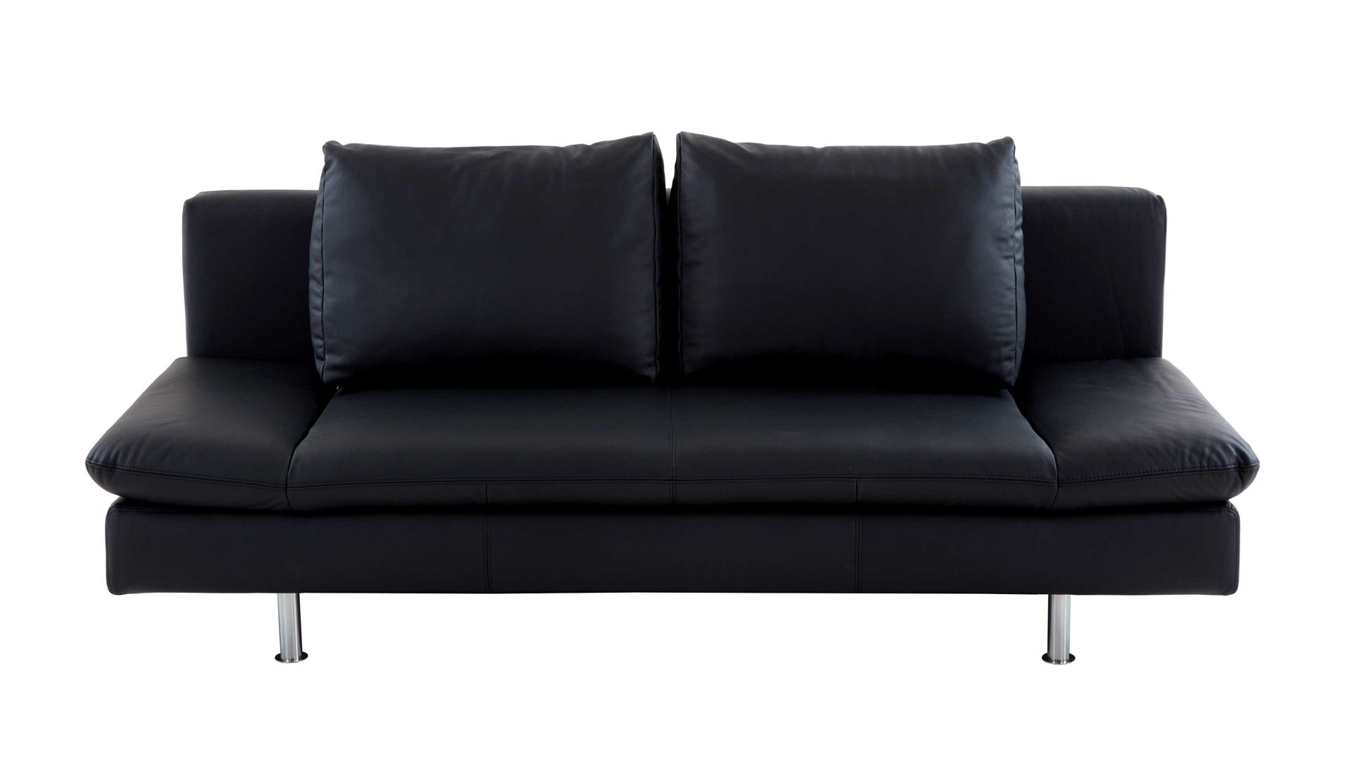 Schlafsofa comfortmaster besser sitzen, liegen, leben aus Leder in Schwarz Comfortmaster Schlafsofa Mia schwarzes Leder 10-1014 & verchromte Metallfüße - Breite ca. 200 cm
