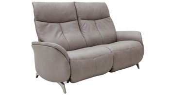 Zweisitzer Interliving aus Leder in Grau Interliving Sofa Serie 4211 – Zweisitzer titanfarbenes LongLife-Leder & Edelstahlfüße – Länge ca. 140 cm