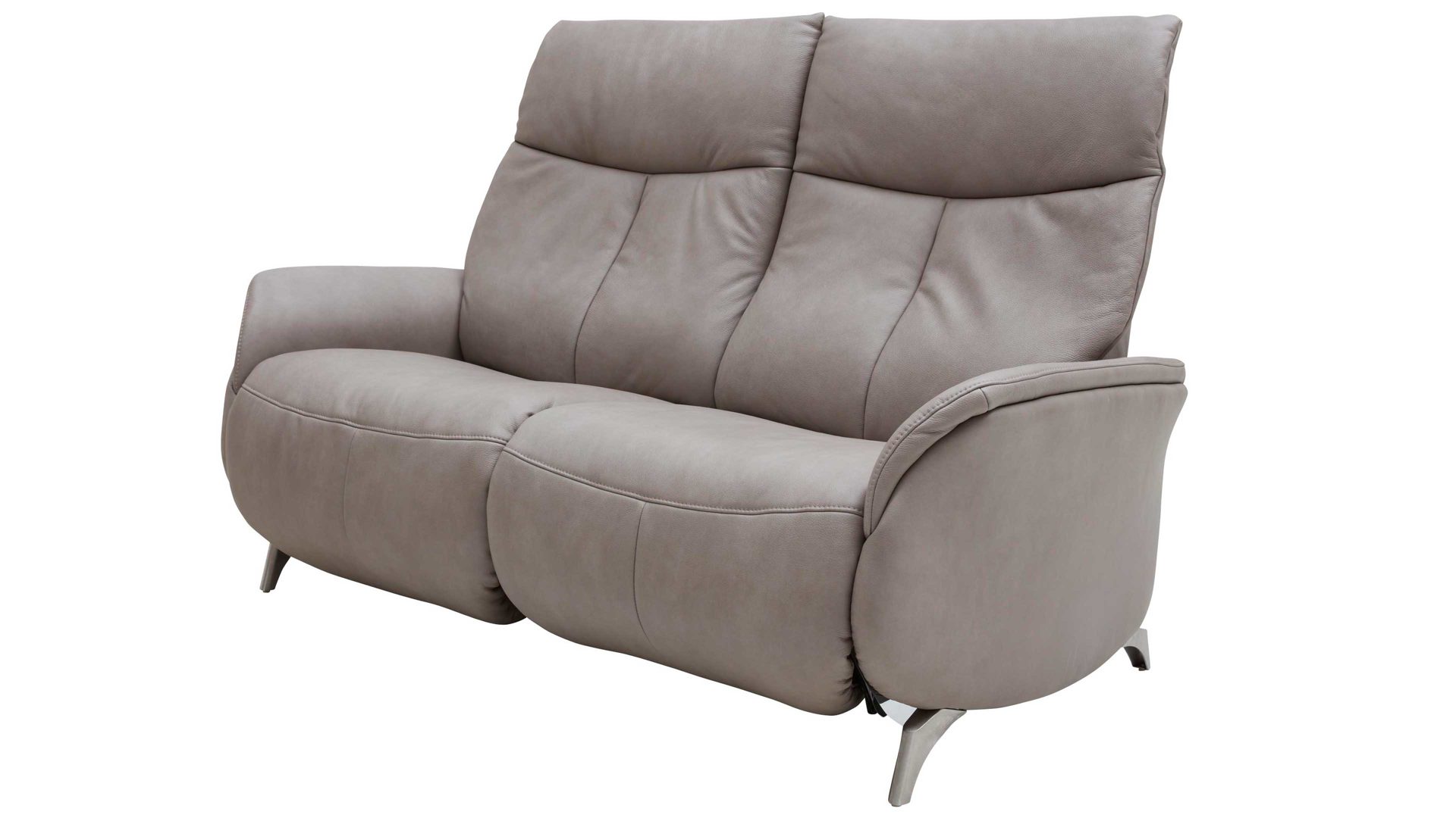 Zweisitzer Interliving aus Leder in Grau Interliving Sofa Serie 4211 – Zweisitzer titanfarbenes LongLife-Leder & Edelstahlfüße – Länge ca. 140 cm