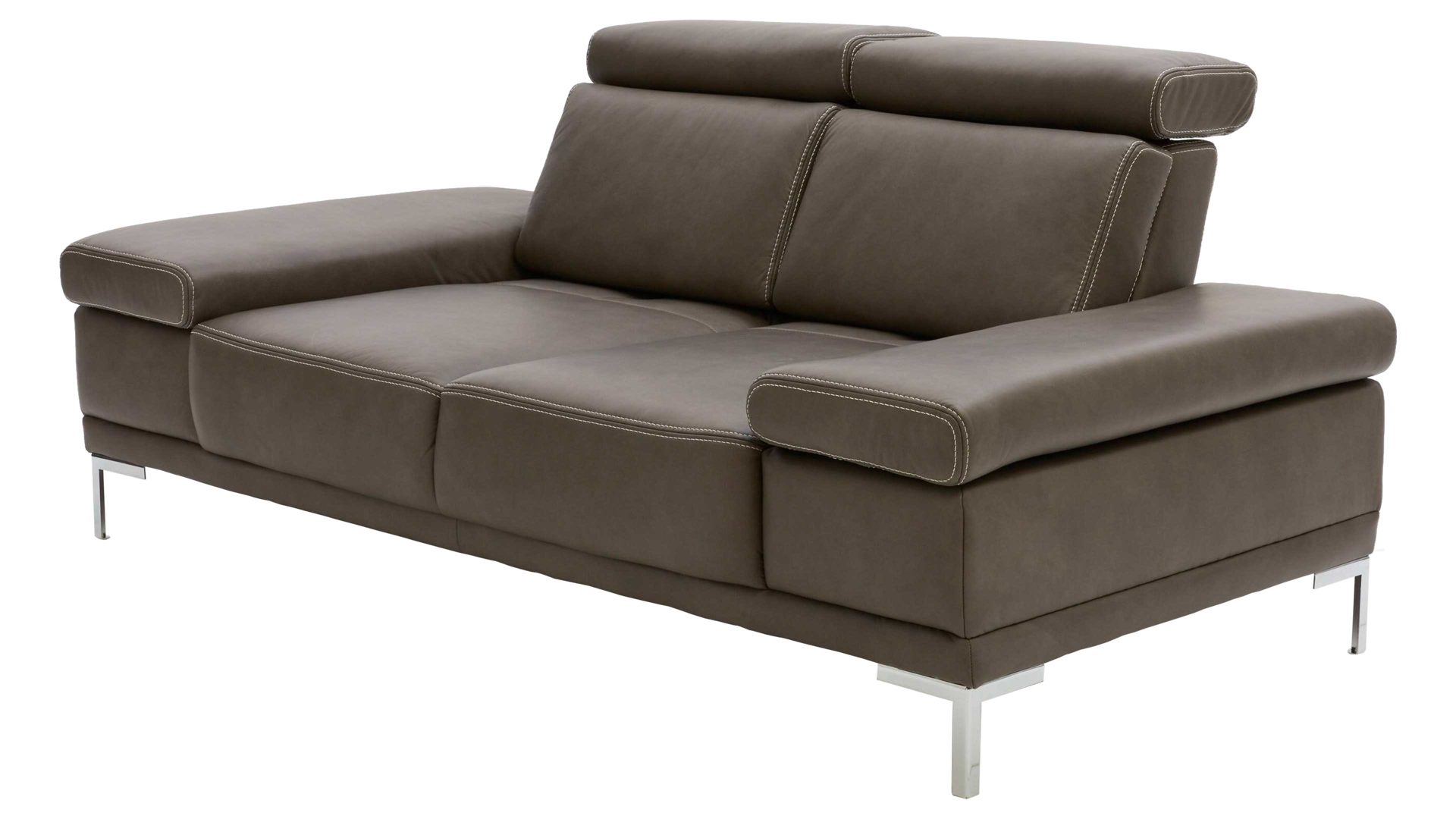 Zweisitzer Interliving aus Leder in Dunkelgrau Interliving Sofa Serie 4251 – Zweisitzer mit Sitztiefenverstellung Breite ca. 250 cm - dunkelgraues Leder Vintage grey & Metallfüße
