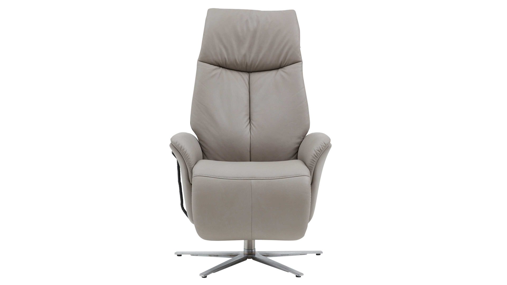 Relaxsessel Interliving aus Leder in Grau Interliving Sessel Serie 4552 stahlfarbenes LongLife-Leder & edelstahlfarbener Sternfuß – zwei Motoren