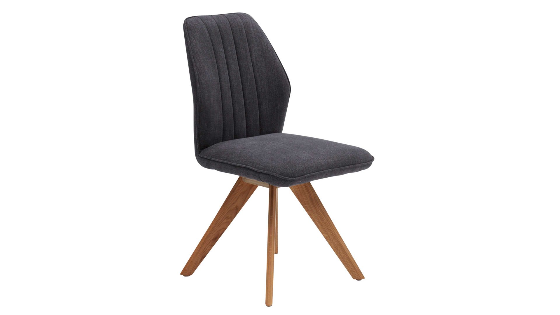 Polsterstuhl Interliving aus Stoff in Dunkelgrau Interliving Esszimmer Serie 5102 – Polsterstuhl graphitfarbener Webstoff Tirol 480 & Wildeiche