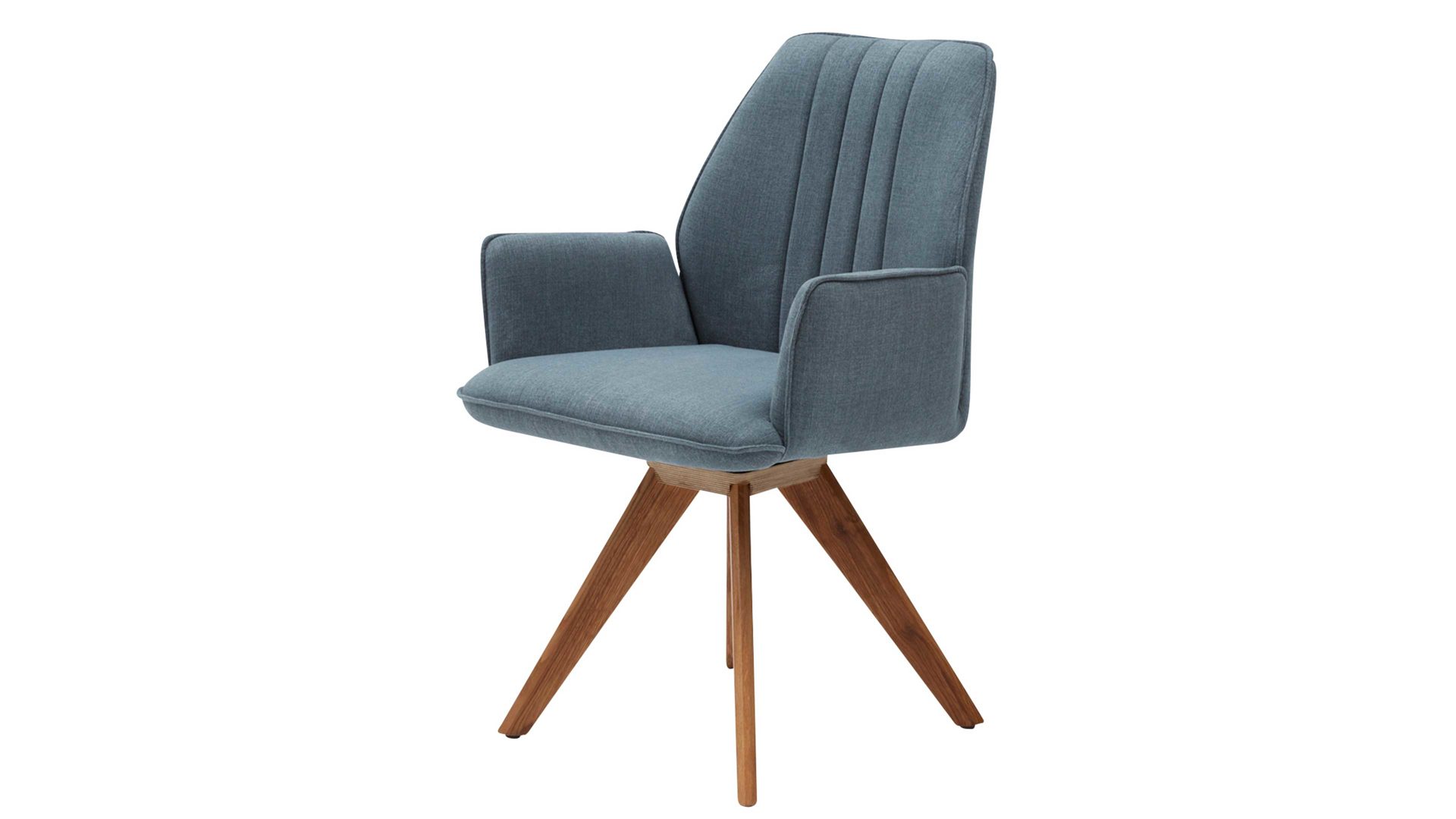 Polsterstuhl Interliving aus Stoff in Blau Interliving Esszimmer Serie 5102 – Armlehn-Polsterstuhl aquafarbener Webstoff Tirol 484 & Wildeiche