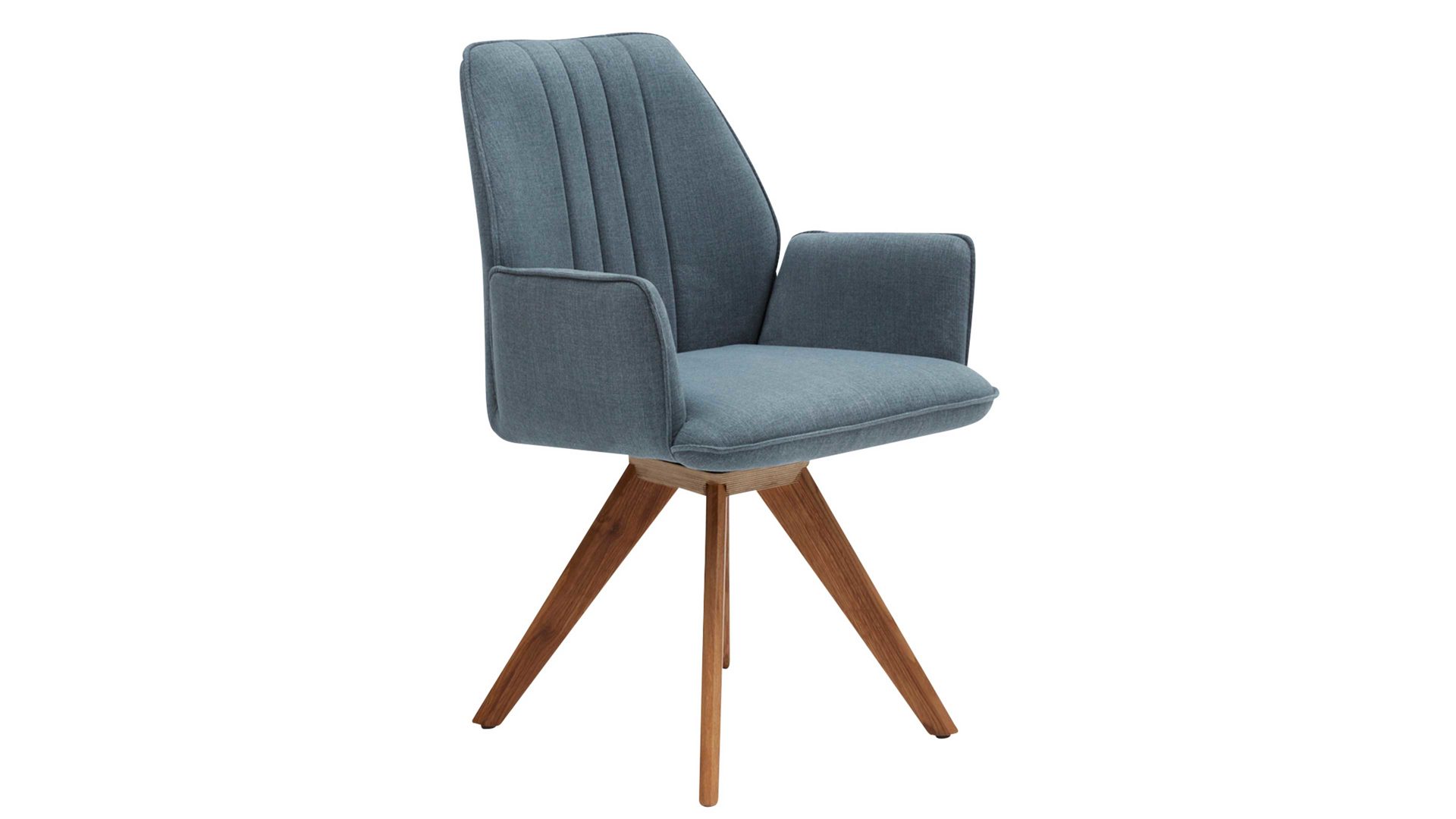 Polsterstuhl Interliving aus Stoff in Blau Interliving Esszimmer Serie 5102 – Armlehn-Polsterstuhl mit Drehfunktion aquafarbener Bezug Tirol 484 & Wildeiche, Drehfunktion