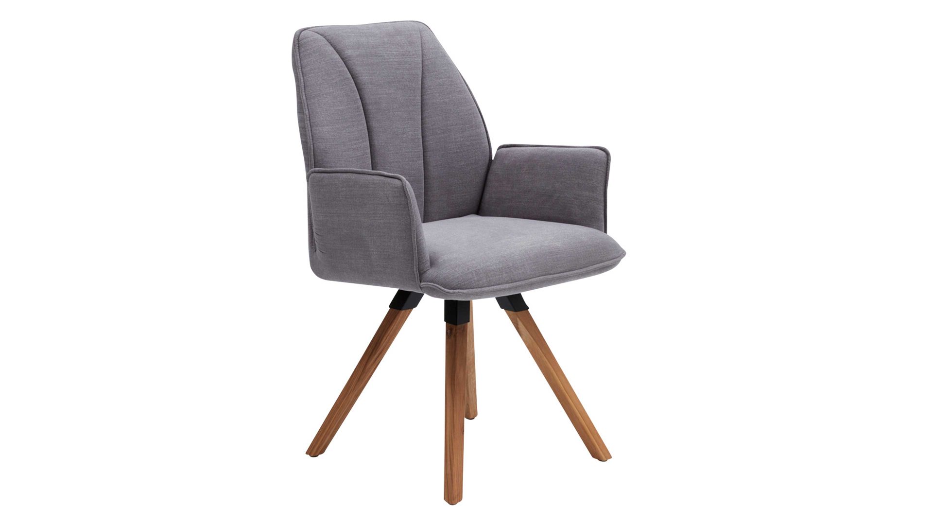 Polsterstuhl Interliving aus Stoff in Grau Interliving Esszimmer Serie 5102 – Armlehn-Polsterstuhl V232 kieselfarbener Webstoff Tirol 489 & Eiche