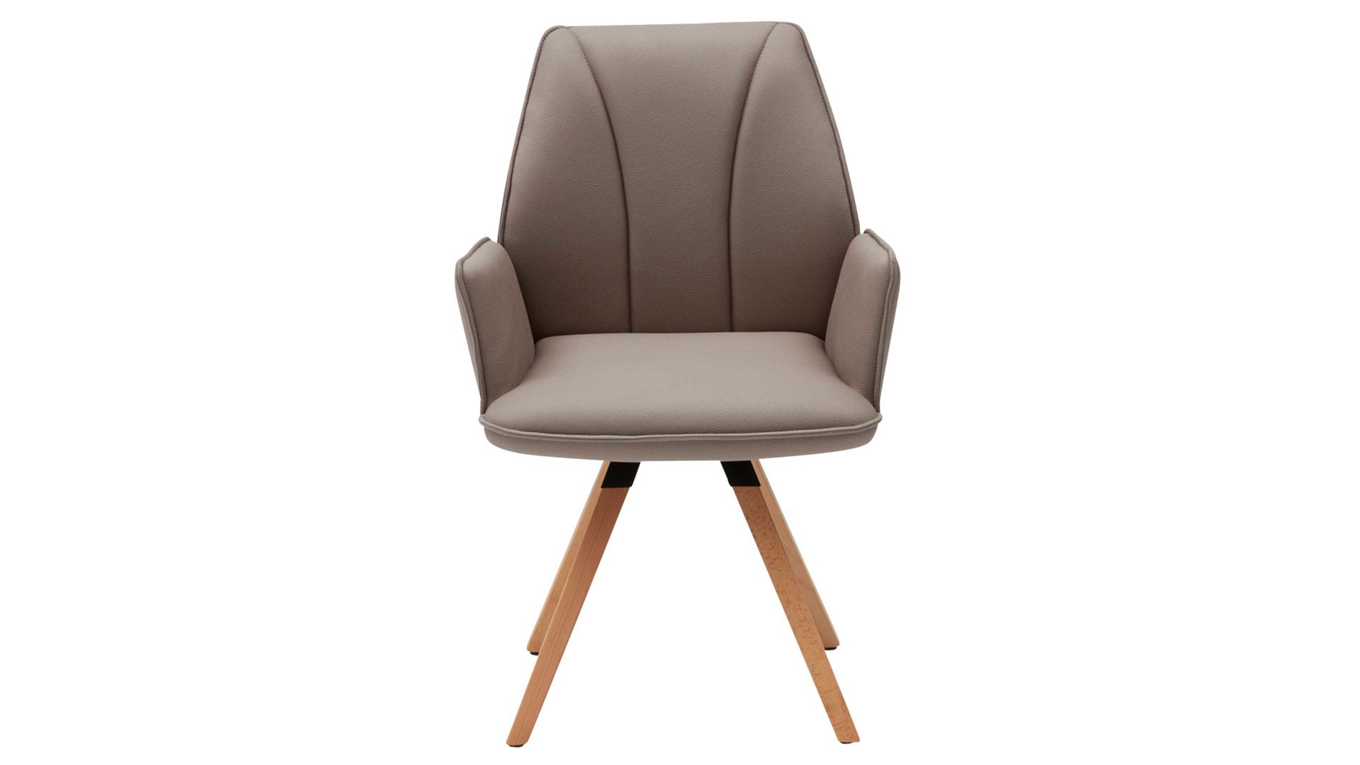 Polsterstuhl Interliving aus Stoff in Hellbraun Interliving Esszimmer Serie 5102 – Armlehn-Polsterstuhl V232 sandfarbene Mikrofaser Atlantis 914 & Kernbuche