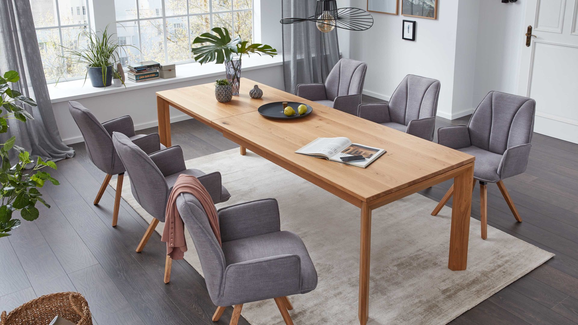 Auszugtisch Interliving aus Holz in Holzfarben Interliving Esszimmer Serie 5102 – Auszugtisch Charakter-Eiche – ca. 160-260 x 90 cm