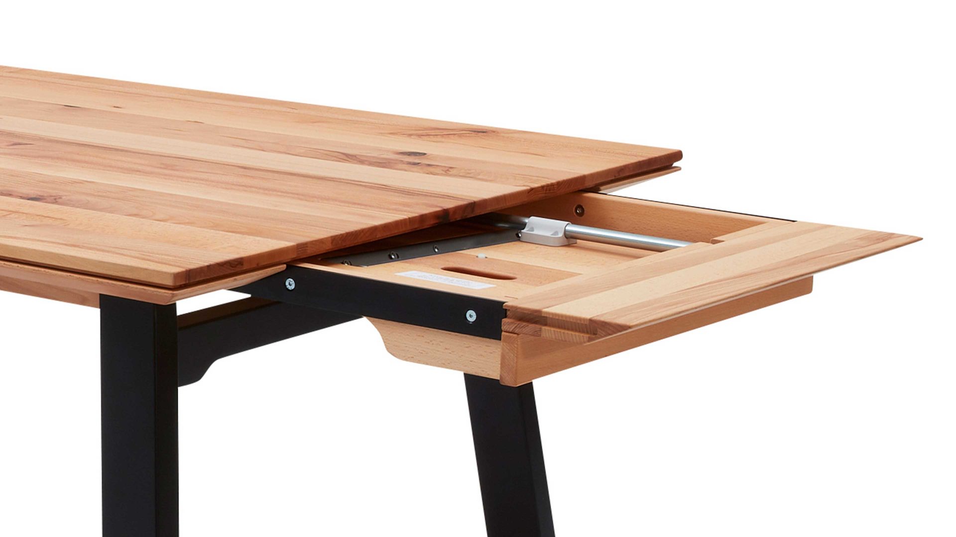 Auszugtisch Interliving aus Holz in Holzfarben Interliving Esszimmer Serie 5102 – Auszugtisch V513 Charakter-Kernbuche & schwarzes Eisen – ca. 200-250 x 100 cm