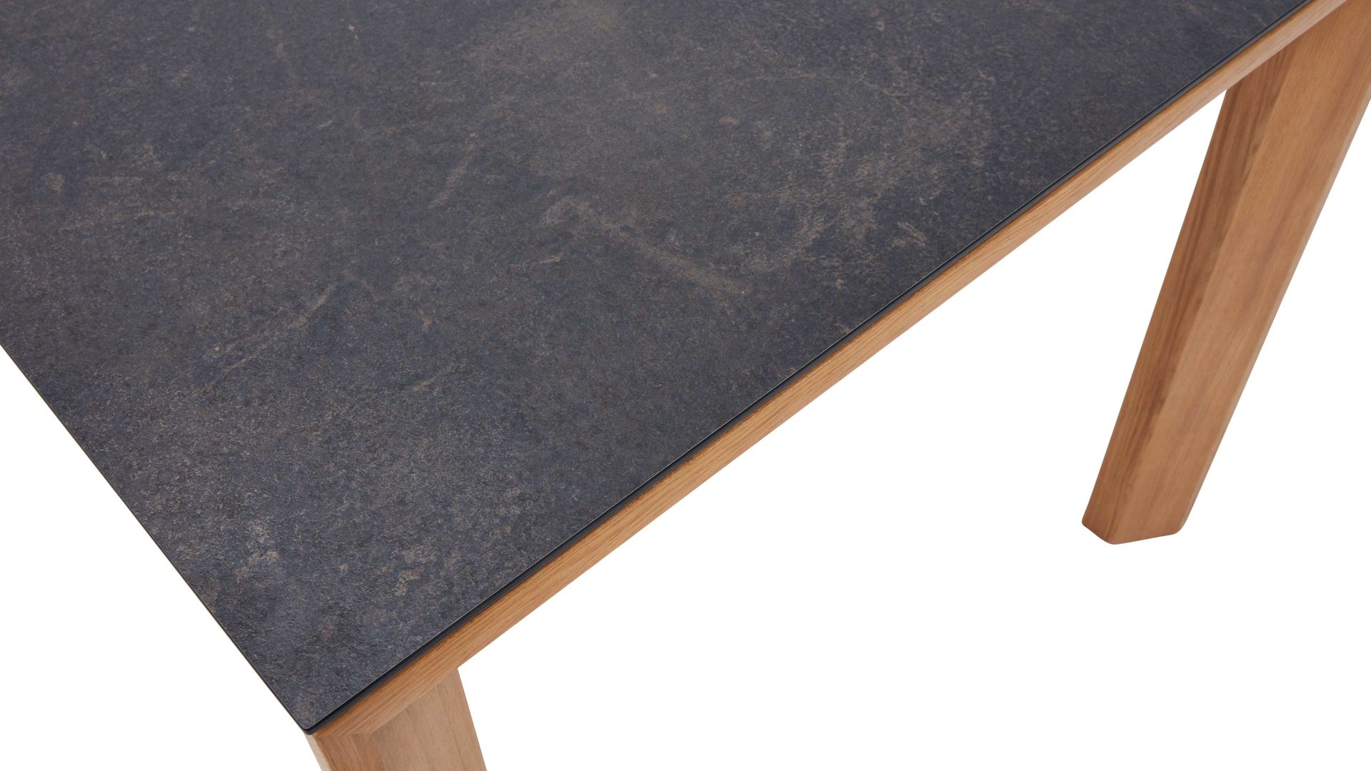 Auszugtisch Interliving aus Holz in Grau Interliving Esszimmer Serie 5102 – Auszugtisch V133 granitfarbenes HPL & Wildeiche – ca. 180-280 x 90 cm