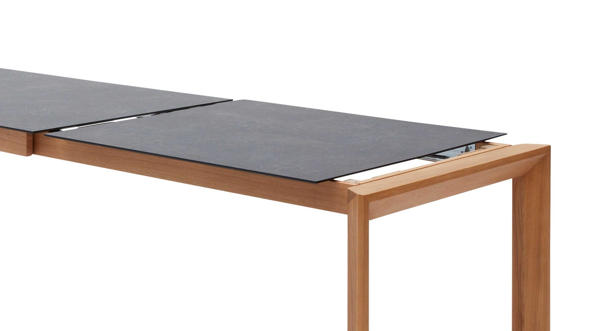 Auszugtisch Interliving aus Holz in Grau Interliving Esszimmer Serie 5102 – Auszugtisch V133 granitfarbenes HPL & Wildeiche – ca. 180-280 x 90 cm