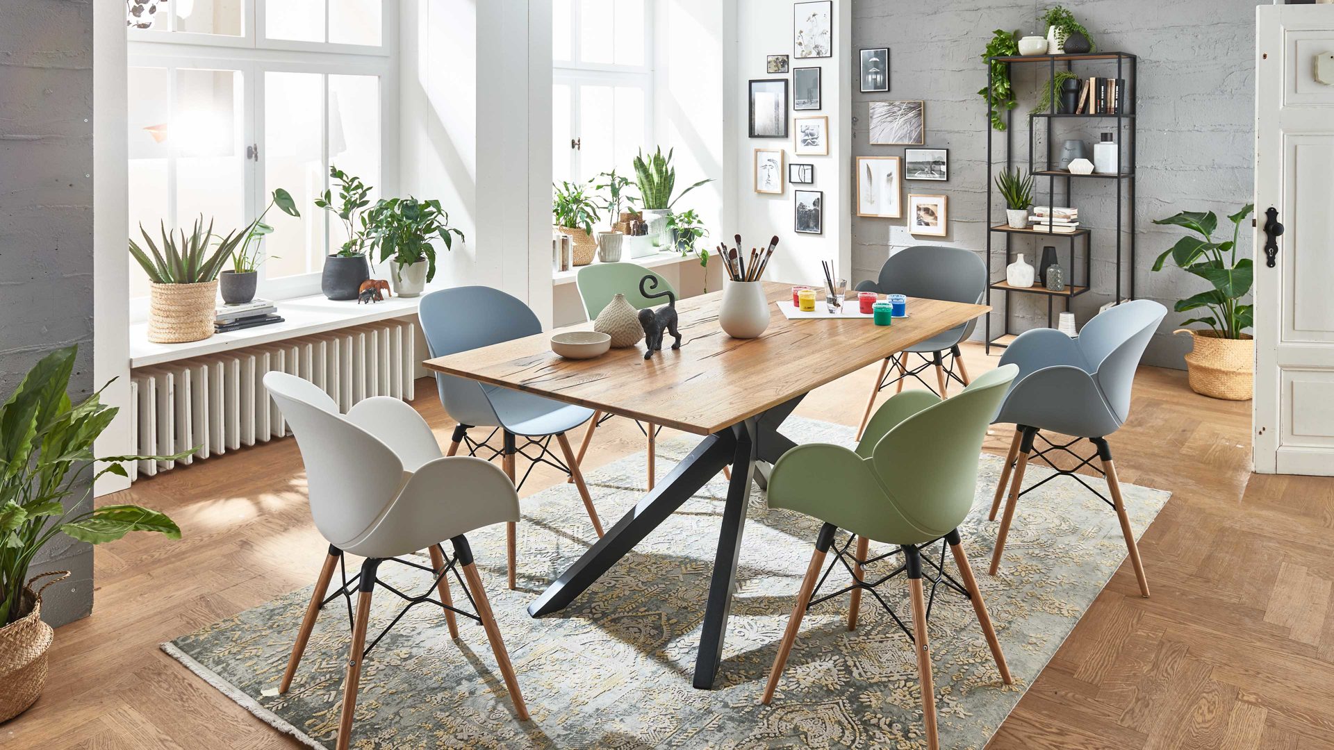 Esstisch Niehoff sitzmoebel aus Holz in Holzfarben NIEHOFF SITZMÖBEL Esstisch Windhoek Balkeneiche & Eisen - ca. 200 x 100 cm