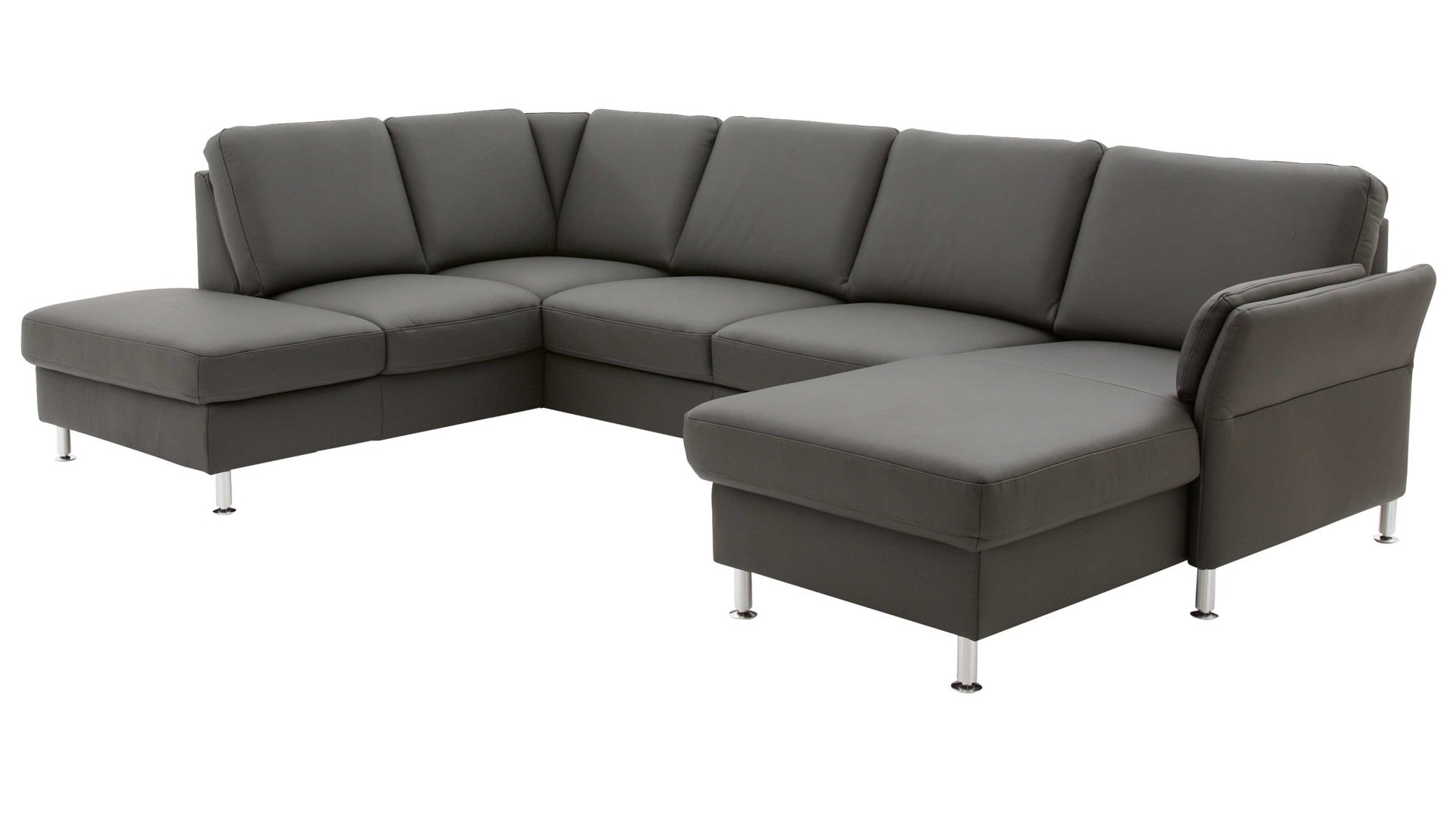 Ecksofa modulmaster aus Leder in Anthrazit Modulmaster MM-PN1080 - Wohnlandschaft anthrazitfarbenes Leder Torro & Metallfüße – Stellfläche ca. 200 x 305 cm