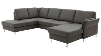 Ecksofa modulmaster aus Leder in Anthrazit Modulmaster MM-PN1080 - Wohnlandschaft anthrazitfarbenes Leder Torro & Metallfüße – Stellfläche ca. 200 x 305 cm