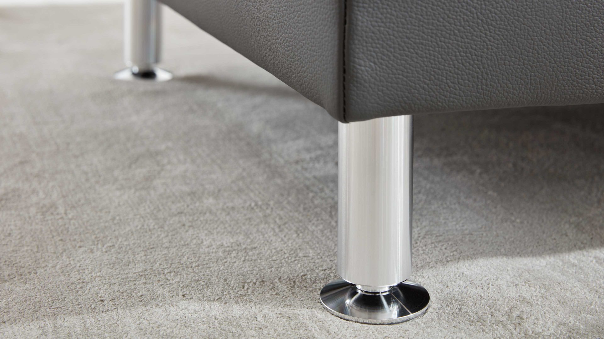 Ecksofa modulmaster aus Leder in Anthrazit Modulmaster MM-PN1080 - Wohnlandschaft anthrazitfarbenes Leder Torro & Metallfüße – Stellfläche ca. 200 x 305 cm