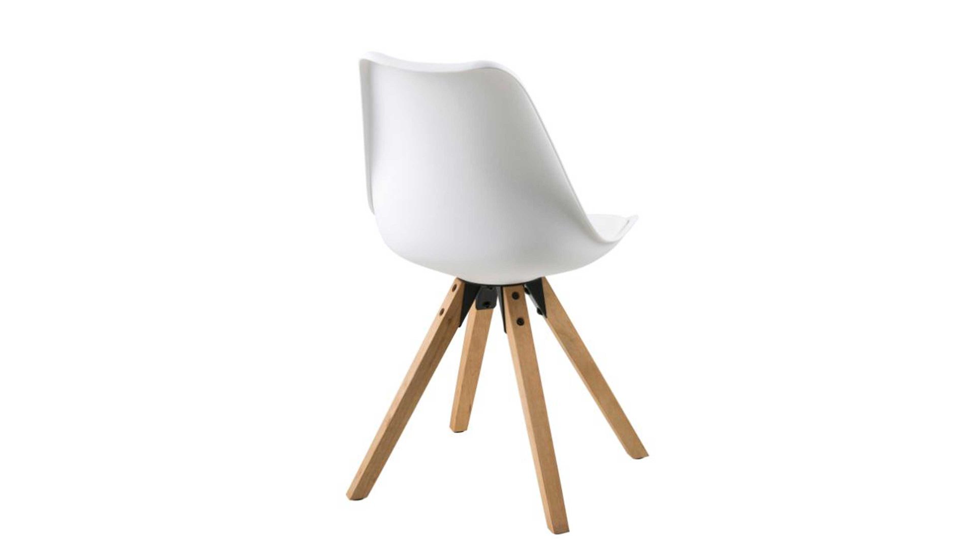 Vierfußstuhl Actona group aus Stoff in Weiß Stuhl im Retro-Look als perfekter Esszimmerstuhl Rubberwood & Weiß