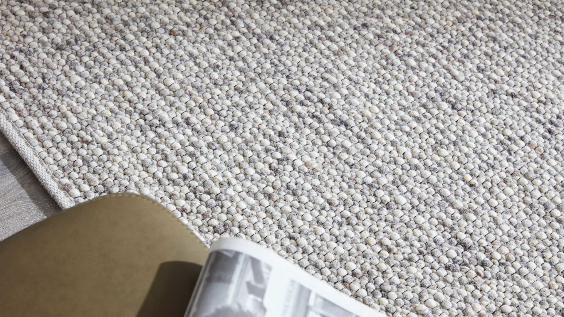 Handwebteppich Interliving aus Naturfaser in Weiß Interliving Teppich Serie B-8001 Kalkstein – ca. 65 x 130 cm