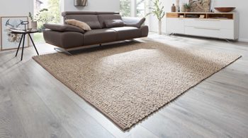 Handwebteppich Interliving aus Naturfaser in Hellbraun Interliving Teppich Serie B-8001 saharafarbene Schurwolle – ca. 140 x 190 cm