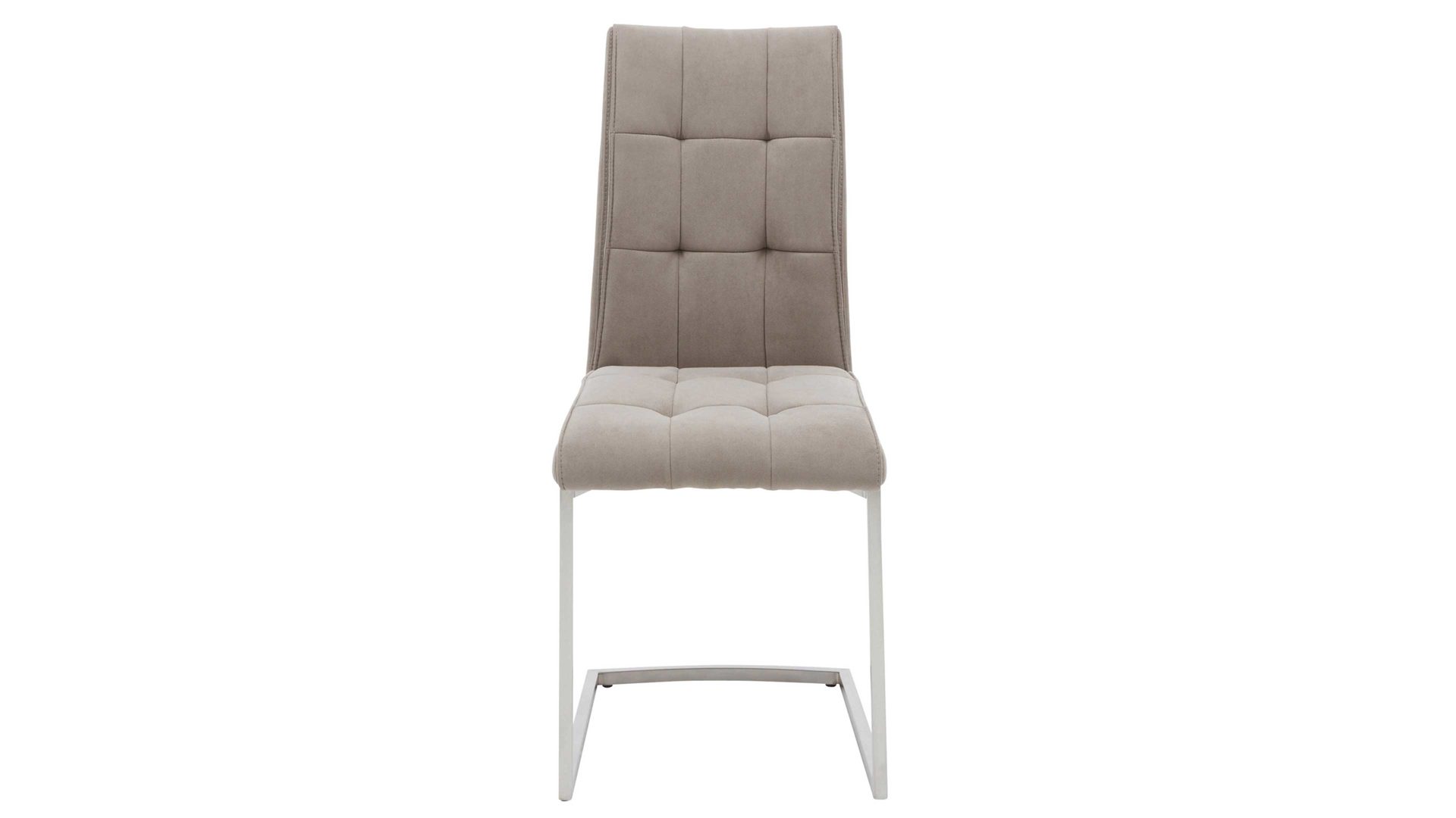 Schwingstuhl Interliving aus Stoff in Grau Interliving Esszimmer Serie 5104 – Schwingstuhl graue Mikrofaser Dove & Edelstahlgestell