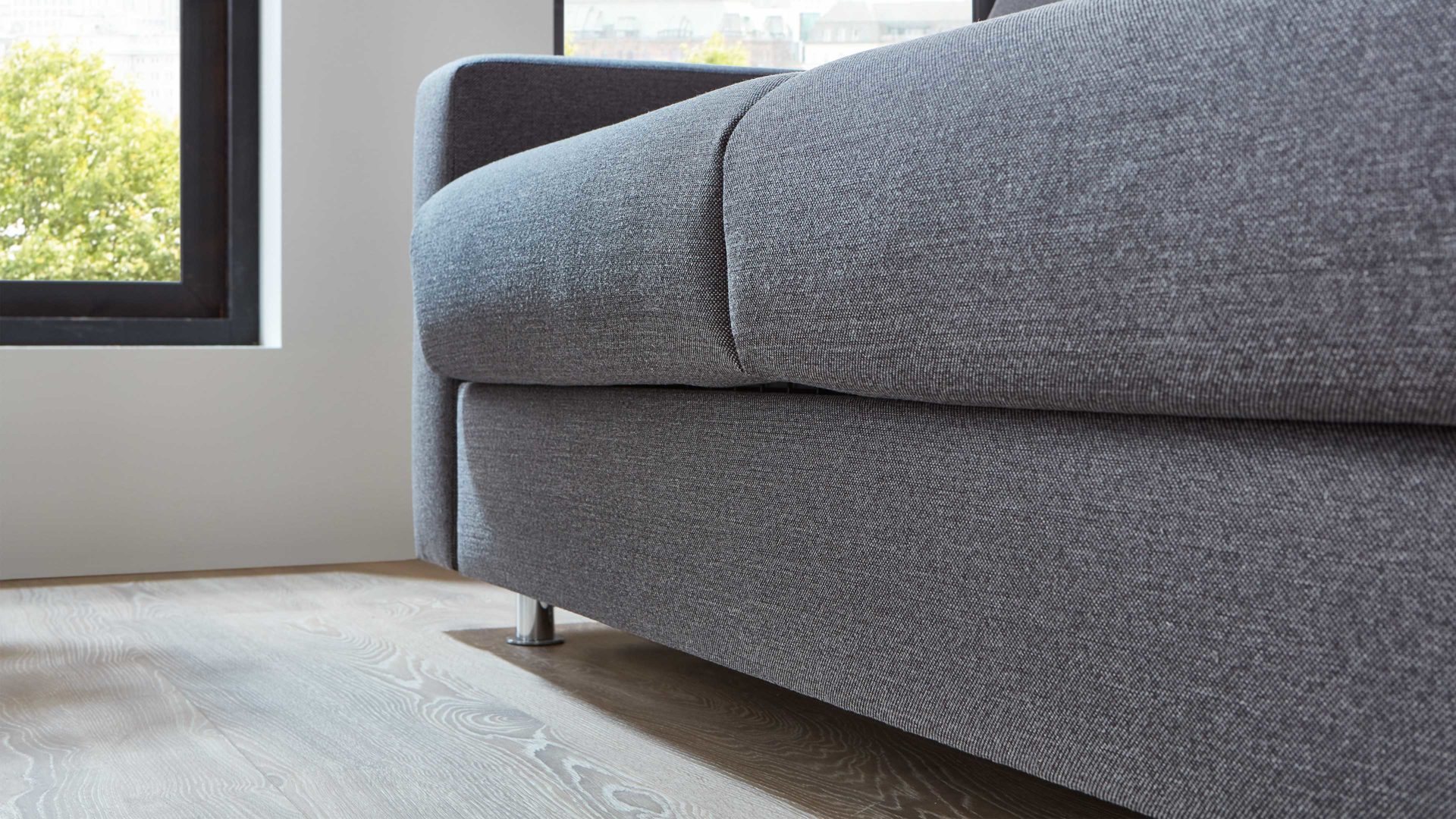 Schlafsofa comfortmaster besser sitzen, liegen, leben aus Stoff in Anthrazit Comfortmaster Messina Funktionssofa - Schlafcouch anthrazitfarbener Webstoff 8-2122 & Chromfüße 84 - Breite ca. 177 cm