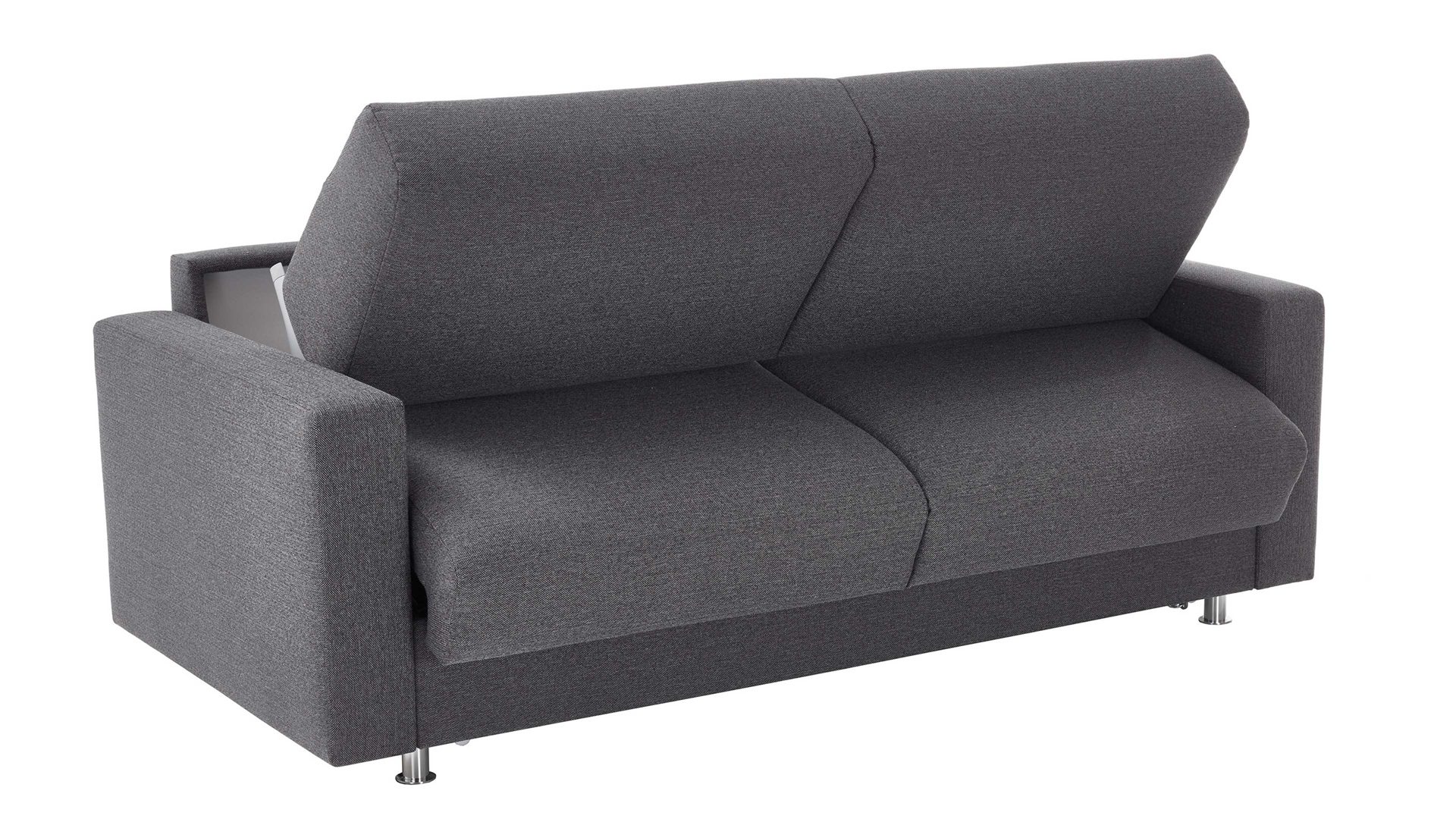 Schlafsofa comfortmaster besser sitzen, liegen, leben aus Stoff in Anthrazit Comfortmaster Messina Funktionssofa - Schlafcouch anthrazitfarbener Webstoff 8-2122 & Chromfüße 84 - Breite ca. 177 cm